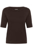 Lizza Boatneck Knit Stripe Top - Brown