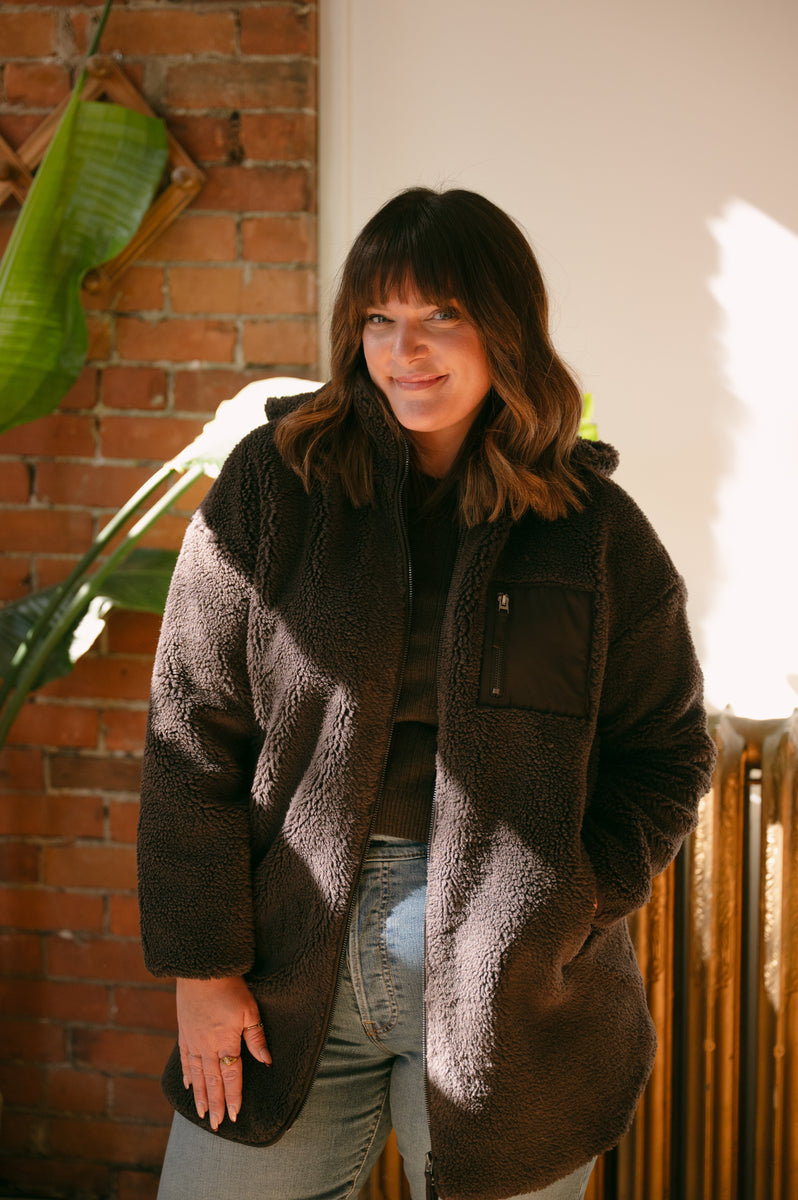 Sascha Sherpa Jacket - Chocolate – West on Main