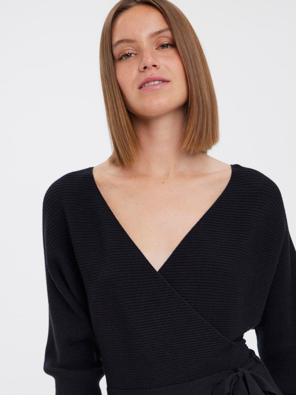 Black sweater wrap dress hotsell