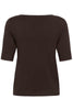 Lizza Boatneck Knit Stripe Top - Brown