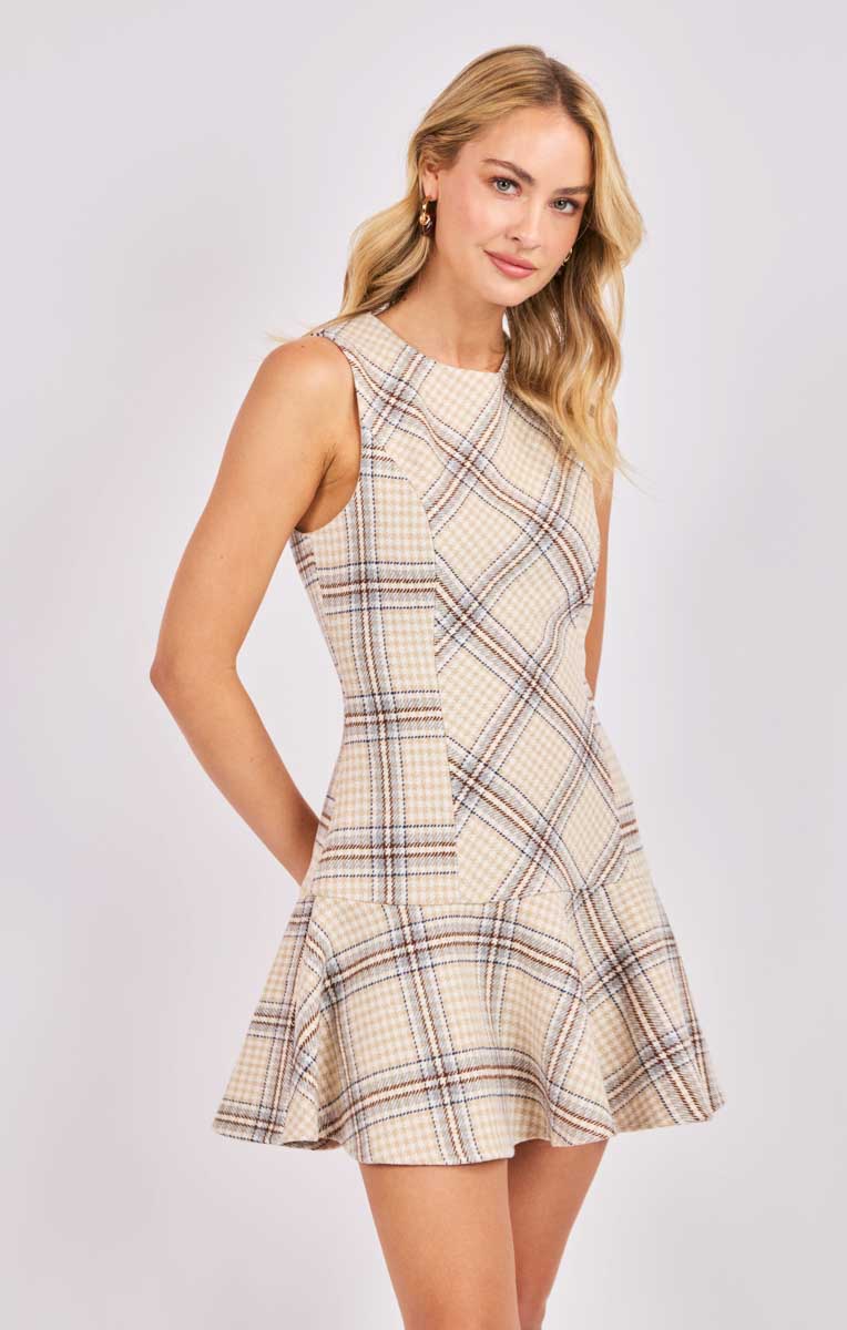 drop waist plaid dress Plaid Drop Waist Dress (Red) main image 1