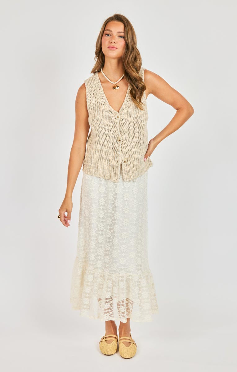 Ashtin Cardi Vest - Taupe Ivory – West on Main