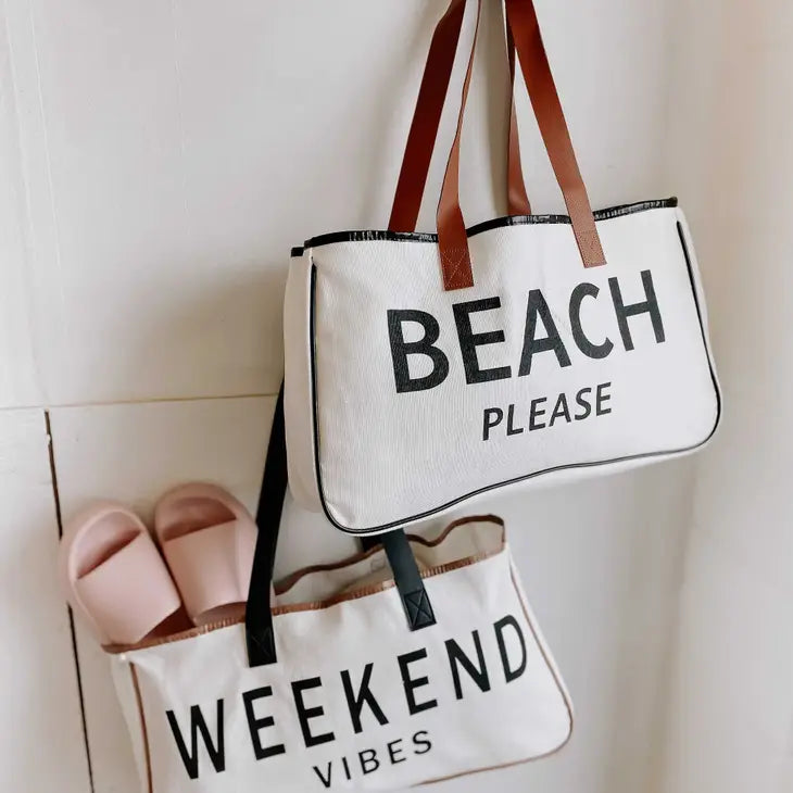 Beach Please Tote Bag Natural